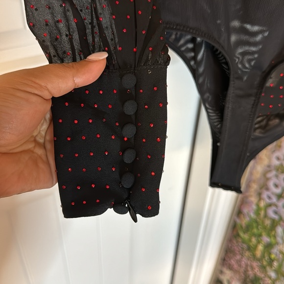 DUNDAS X REVOLVE DELIRIUM BODYSUIT In Black and Ruby Womens - Picture 7 of 9